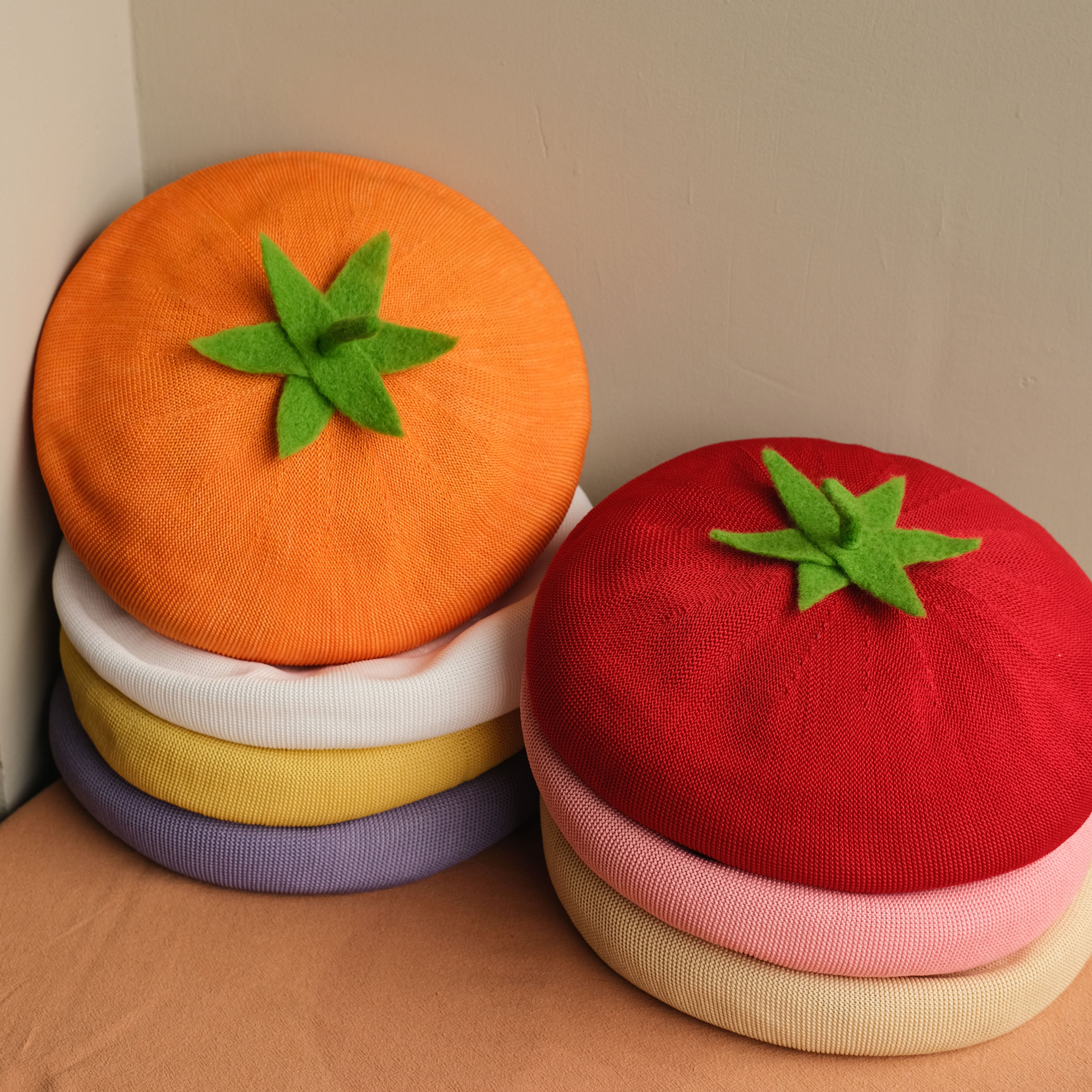 Tomato Beret: Handmade Wool Felt Summer Hat