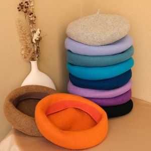 Size 56-58 cm,Wool French Macarons color beret, Winter wool beret for women,Classic Styling berets 100% wool,Purple beret hat for women