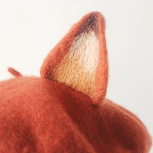 Fox beret hat decor,Handmade wool felted beret,Winter beret for women,Cosplay fox decor hat ,Women Christmas Gifts,Cute fox ears beret hat image 8