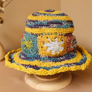 Handmade Hemp Sun Hat: Vintage Crochet Beach Hat
