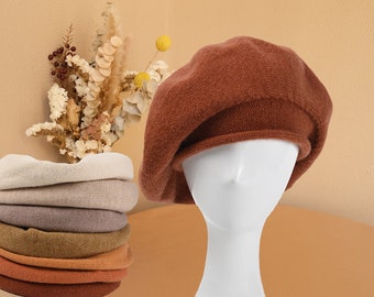 Béret ample souple, 40 % laine doux et confortable, Accessoires béret automne/hiver, Son cadeau, Chapeau d'hiver pour femme