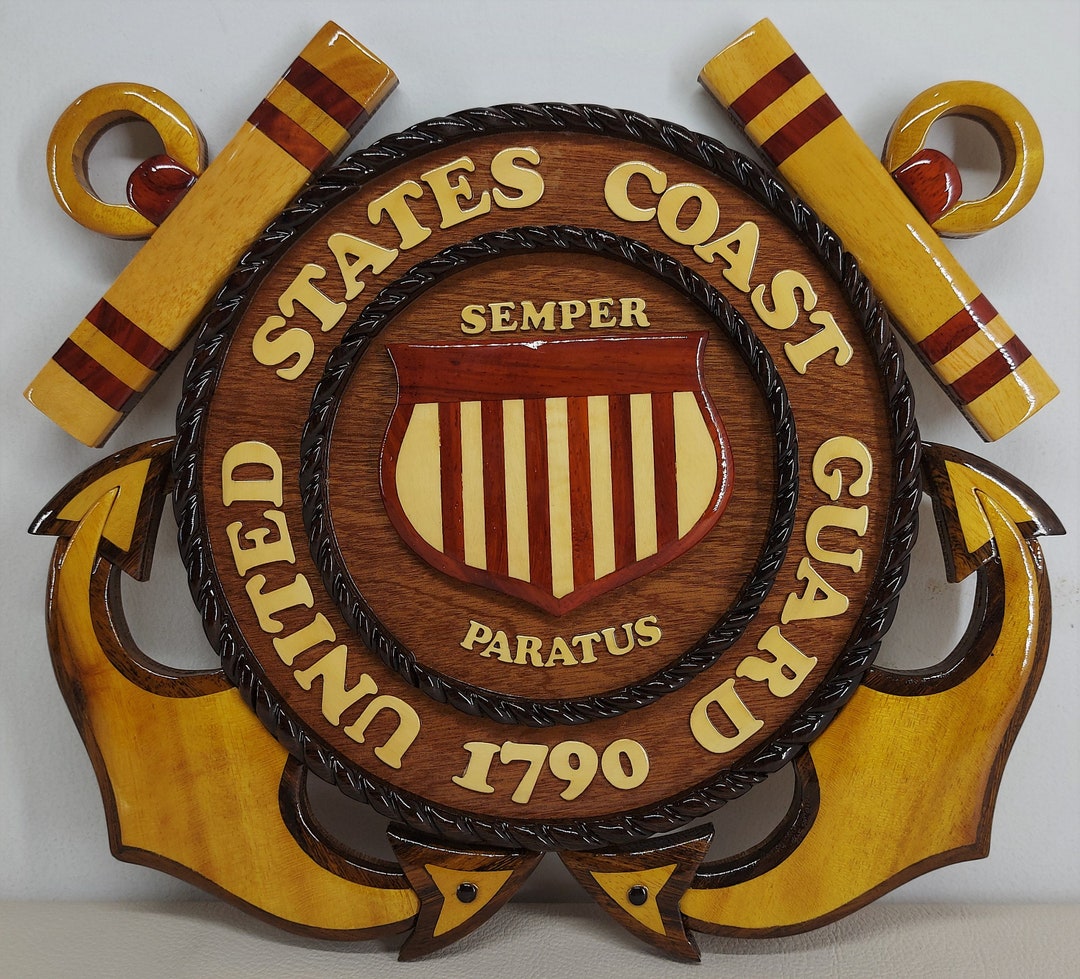 US Coast Guard Plaque Handcrafted Wooden United States Coast Guard