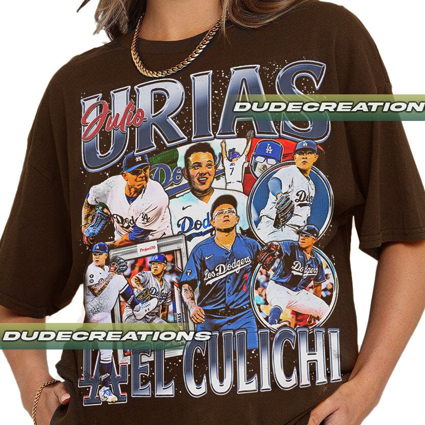 LaLaLandTshirts Julio Urias El Culichi Los Angeles Baseball Fan V2 T Shirt Ladies / White / Medium