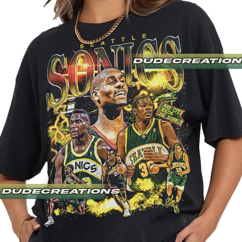 Gildan Seattle SuperSonics Basketball Team T-Shirt Navy S