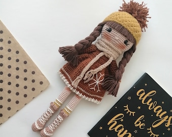 Häkeln Sie Schneeflocke-Mädchen-Puppe: Handgemachtes Amigurumi-Spielzeug
