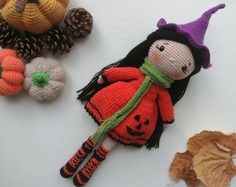 Boneca de Halloween de crochê: presente de bruxa assustadora feito à mão