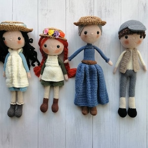 Anne of Green Gables Crochet Dolls: Anne, Gilbert, Marilla, Diana - Organic Yarn