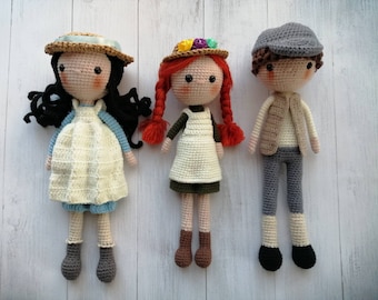 Anne of Green Gables Crochet Doll Set: Anne, Gilbert, Diana