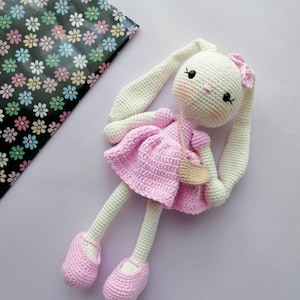 Amigurumi Bunny,Knit Rabbit Toy,Customized Long Ear Bunny,Birthday Gift,Christmas Gift,stuffed rabbit,bunny toy,rabbit,long ear rabbit,bunny