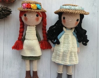 Anne Shirley & Diana Barry Crochet Dolls - Green Gables Inspired