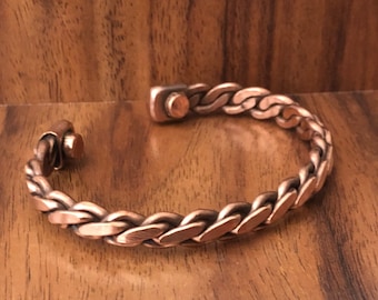 Heavy Twist Pure Copper Magnetic Bracelet Arthritis Pain Therapy Energy Cuff Bangle