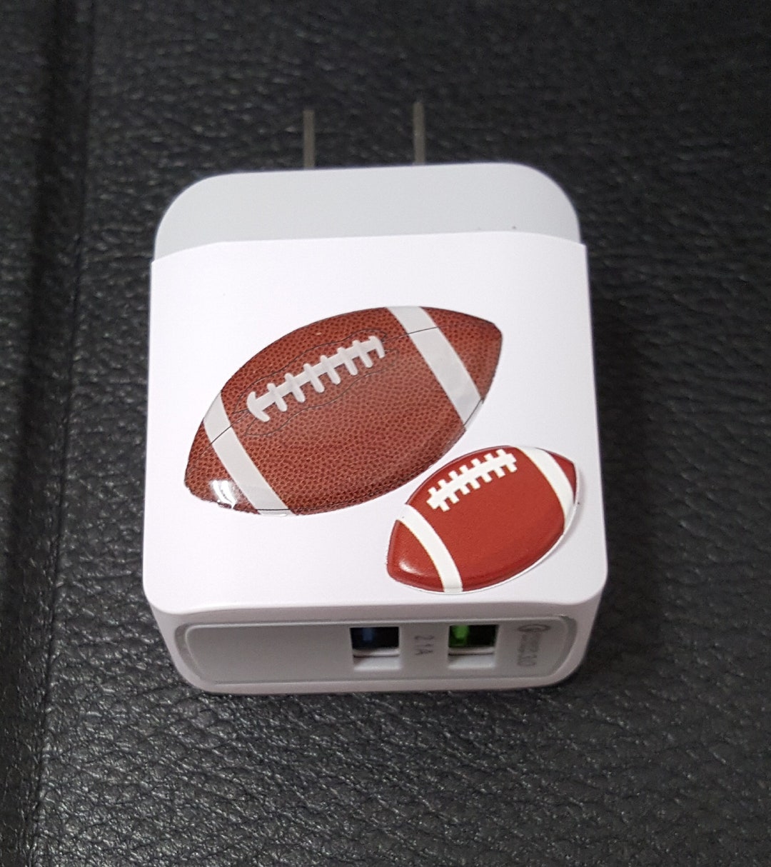 American Football Design White Dual USB Cell Phone Wall Charger Adapter ...