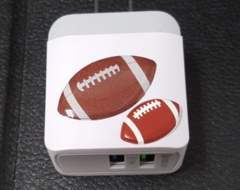 American Football Design White Dual USB Cell Phone Wall Charger Adapter Fast QC 3.0 Charger with LED Usb Light