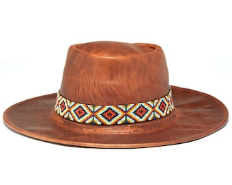 Western American Style Seed Beaded Hat Band Fit Cowboy Cowgirl Hatband South West Multi Color Hat Band