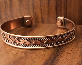 Pure Copper Magnetic Bracelet Energy Cuff Bangle - Wave Design