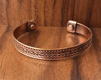 Pure Copper Magnetic Bracelet Energy Cuff Bangle - Chain Rope Design