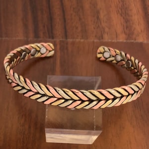 Multi Tone Woven Solid Copper Magnetic Bracelet Arthritis Pain Therapy Energy Cuff Bangle