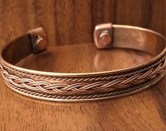 Pure Copper Magnetic Bracelet Energy Cuff Bangle - Braided Design
