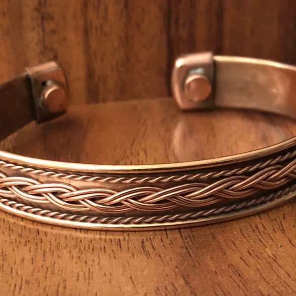 Pure Copper Magnetic Bracelet Arthritis Pain Healing Health Cuff Bangle - Braided Design