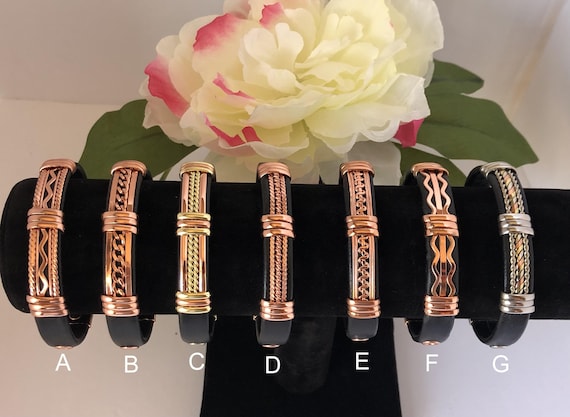Solid Copper Leather Wrapped Magnetic Bracelet Men Women Energy Jewelry Designs