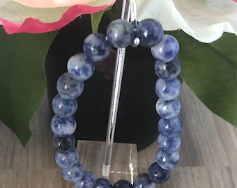 Sodalite Natural Stone Beads Stretchable Bracelet 7" - 8mm Beads - Best gift for all