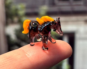 Tiny Horse Glass Figurine, Miniature Lampwork Horse, Handmade Animal Figure, Small Glass Pony, Cute Horse Sculpture, Tiny Glass Animal