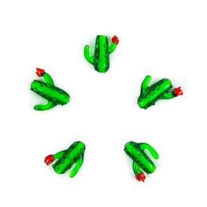 Handmade Green Murano Lampwork Charm, Desert Plant Inspired Bead for Earrings or Necklace, Boho Jewelry Supplies, Cactus Glass Bead,