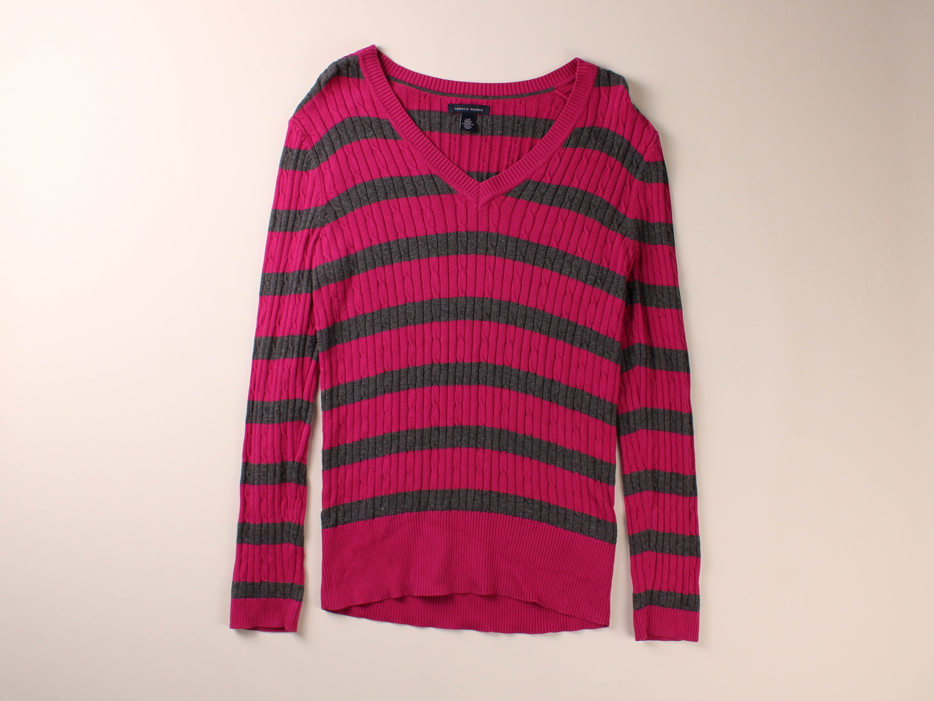 grey pink sweater