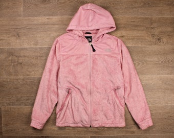 The North Face roze fleece jas dames maat L met capuchon en zakken vintage outdoor