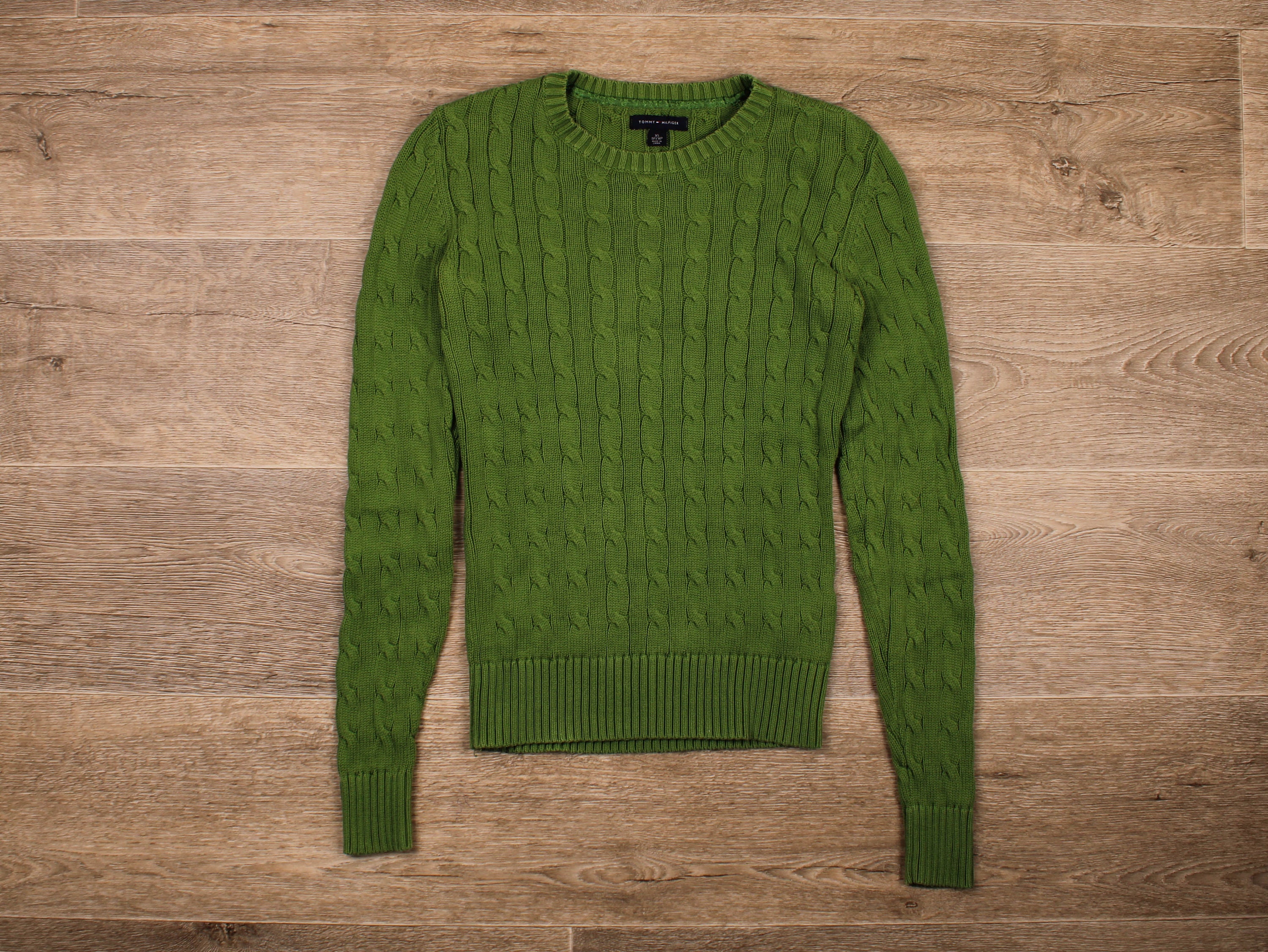 Skadelig dødbringende sy Vintage Tommy Hilfiger Sweater Cable Pattern Solid Green - Etsy