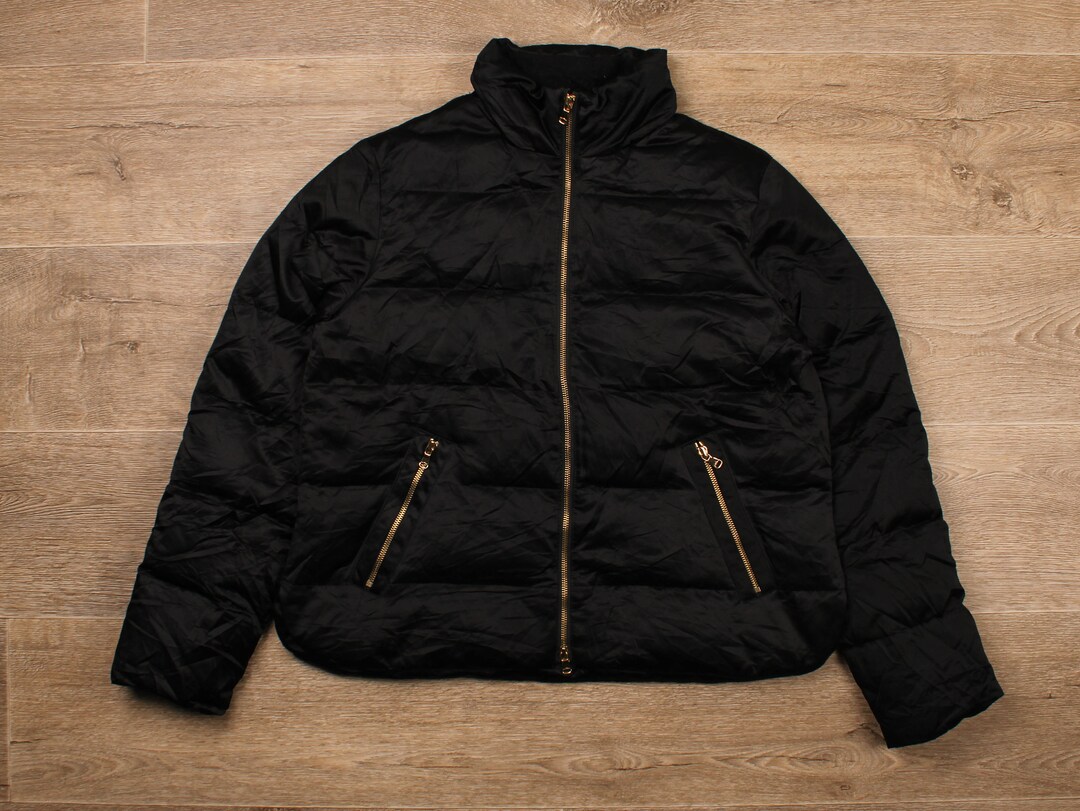 Ralph Lauren Puffer Jacket With Gold Zippers Plain Black Etsy