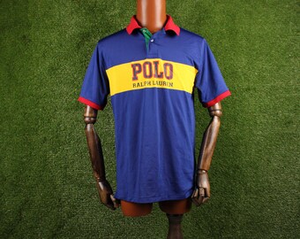 Ralph Lauren Polo Azul Amarillo Vintage XL (18/20) Se adapta a M o L