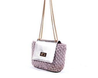 Pochette rose pour femme, Sac à bandoulière au crochet, Pochette au crochet, Porte-monnaie au crochet, Pochette au crochet, Sac fourre-tout au crochet, Sac de créateur de luxe