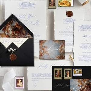 Victorian Wedding Invitation Suite: Golden Edge, Elegant Design (Printable Template)