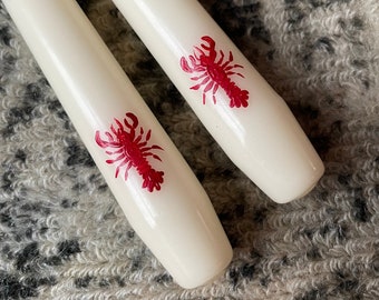 Lobster Ivory Hand Painted Candles - Painted Candles. Bespoke Candles. Home Decor. Gifts.