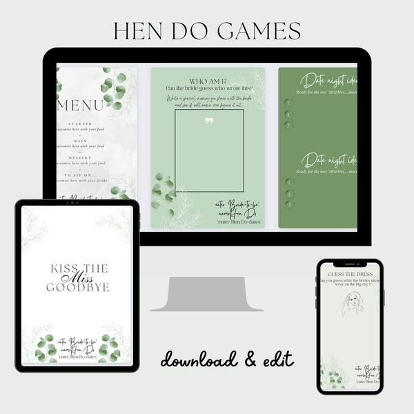 Hen Do Spiele Eukalyptus / Botanical - Digital Download