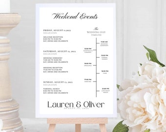 Wedding timeline, Wedding Order of Events Poster, Wedding Template Digital Download, Order of Events Sign, Wedding Itinerary, Wedding sign