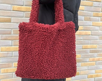 レッドテディフリースショッパー、耐久性のある生地で作られた高品質のショッパー、ハンドバッグ、週末用バッグ、ウィークエンダー、ギフト、ベーシック