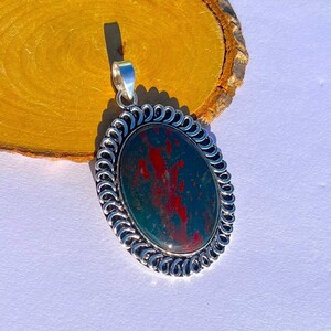 Blood stone Pendant, Best Bloodstone Pendant, 925 silver pendant, Anniversary Pendants, gift for her, Statement Pendants, Big stone pendant