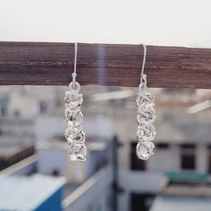 Pendientes de diamantes Herkimer naturales, pendientes de plata de ley 925, pendientes de diamantes en bruto, pendientes de Herkimer auténtico, pendientes de cristal en bruto, regalos