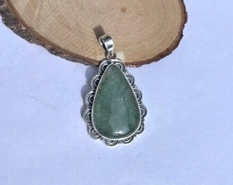 Green Aventurine stone pendant , silver stone pendant , green stone pendant ,original gemstone Pendants, 925 silver pendants , gift Pendants