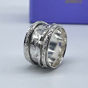 Anxiety Ring Spinner, Fidget Ring, Fidget Rings, silver anxiety Ring, Gift For Her, Spinner Ring, Fidget silver ring,925 anxiety ring couple
