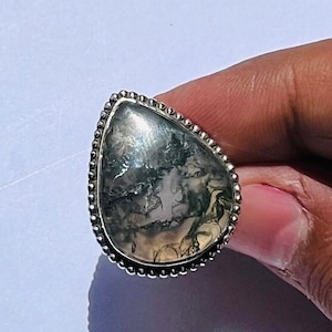 Natural Moss Agate Ring, 925 Sterling Silver Ring, Handmade Designer Ring, Silver Gemstone Ring, Everyday Rings, Hand Crafted Bohemian Rin