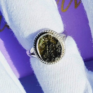 A+++ Czech Green Moldavite Ring, 925 Sterling Silver Ring, Handmade Designer Ring, Statement Silver Ring, Natural Gemstone Ring Gift For Her