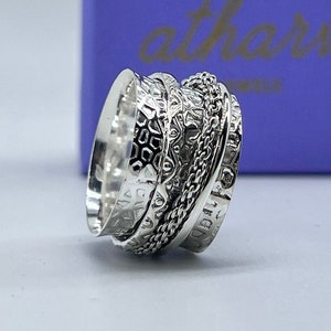 Best Spinner Ring, 925 Sterling Silver Ring, silver fidget ring , best silver meditation rings , Anxiety rings, spinner stress band ring,