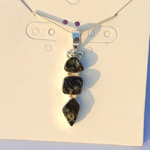Moldavite Pendant Necklace: Genuine Raw Translucent Czech Moldavite in 925 Sterling Silver - Unique Green Gemstone Jewelry
