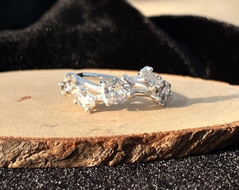 ZIRCON RING, 925 Silver Ring, Minimalist Zircon Ring, Handmade Designer Ring, Multi Stones Ring, Bridal Ring, Promise Ring, Gifts for Her