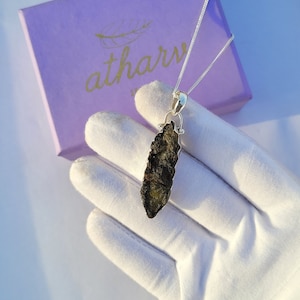 Genuine Moldavite Handmade Pendant, 100% Natural With Certified Gemstone, 925 Sterling Silver Pendant, Gift for mom on mother's days image 4