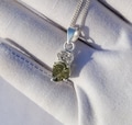 Moldavite & Herkimer Pendant, 925 Sterling Silver Pendant, Authentic Moldavite Pendant, Certified Moldavite stone, Gift for her,Gift for Mom