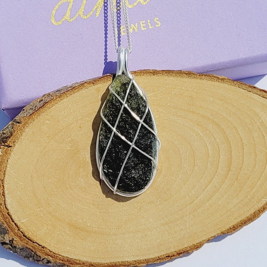 100% genuine moldavite Pendant, Czech Moldavite Silver Pendant, Handmade moldavite Wire Pendant for girls 925 Silver Pendant for chain, gift